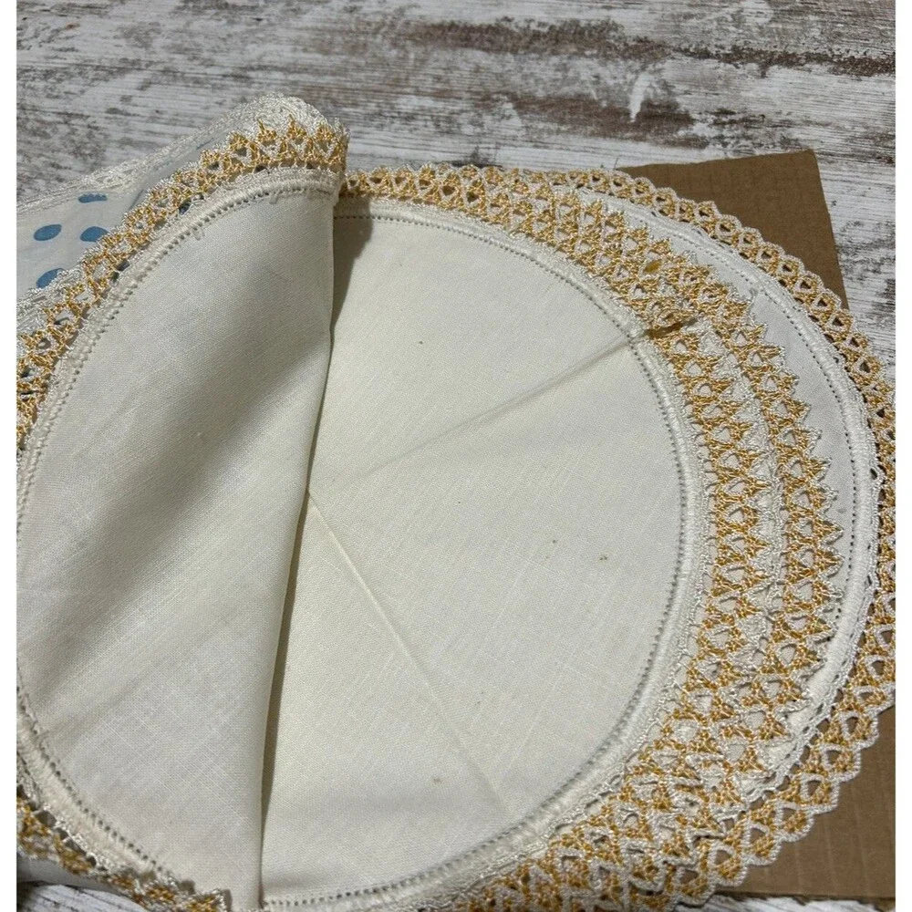 Vintage Doilies Lot Of 9 Mid Century Crochet Lace Round Some Polka Dot MCM